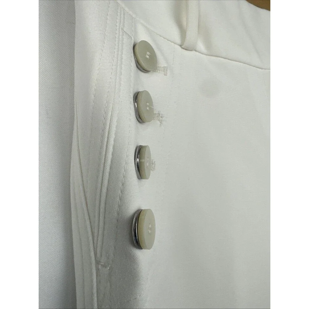 LTD White Wide Leg Sailor Pants Fully Lined Decorative Buttons Size 0 / W30 - Picture 5 of 16